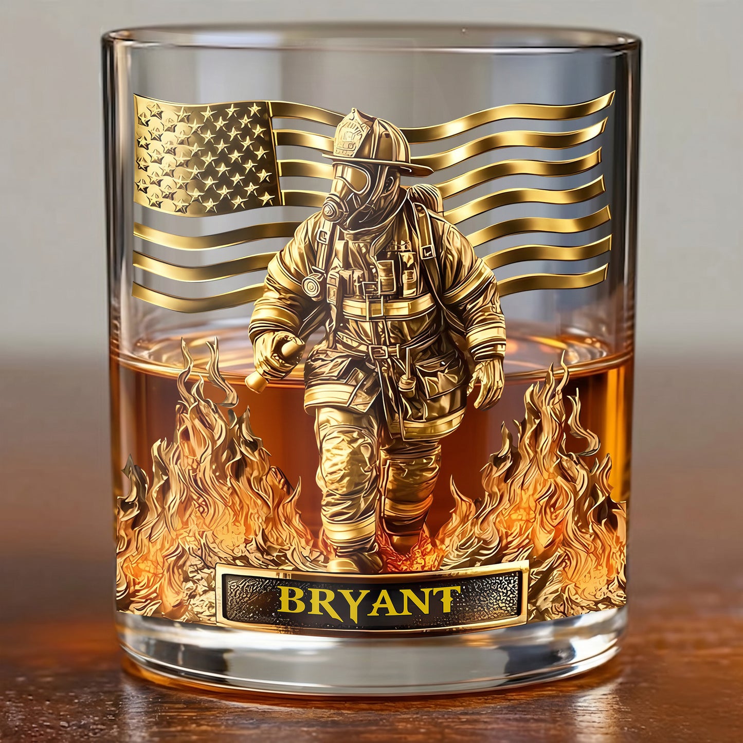 Personalized Firefighter Whiskey Glass - Custom Hero Gift