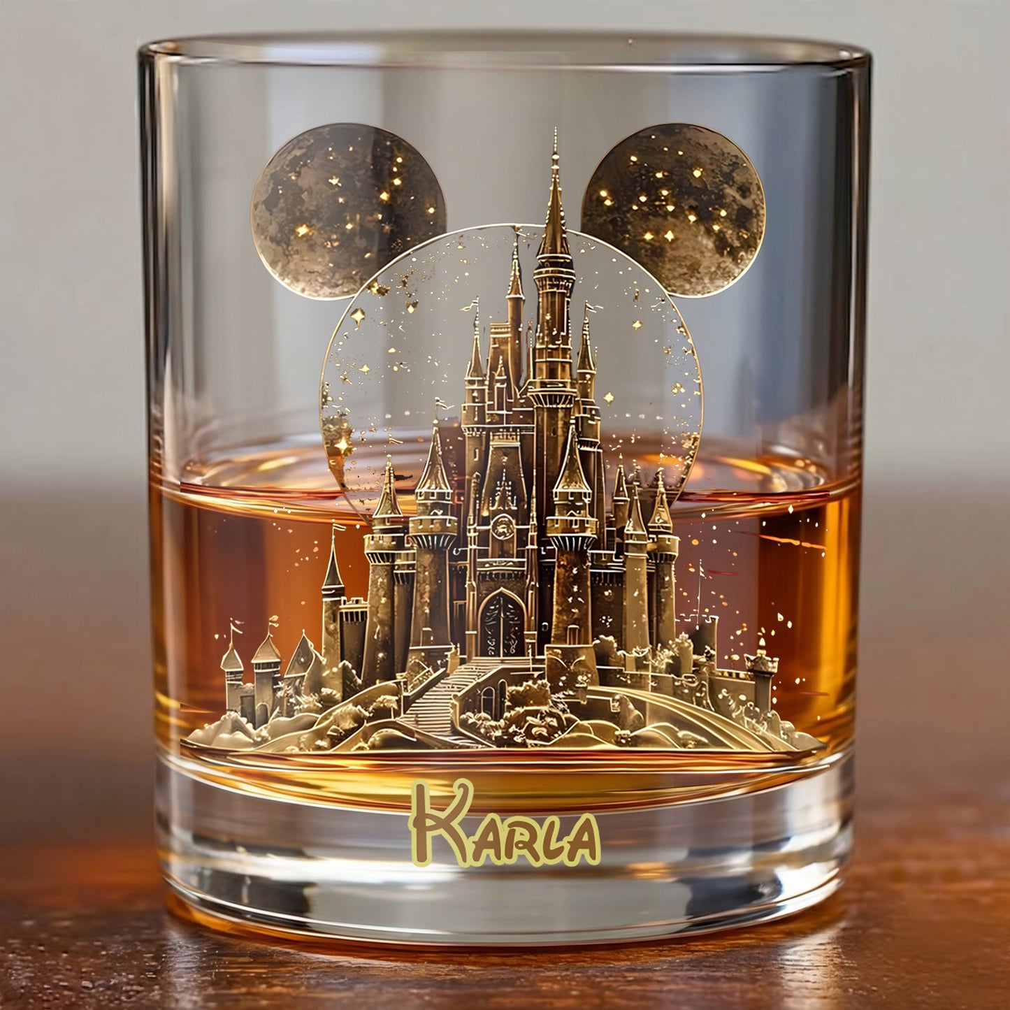 Personalized Castle Whiskey Glass - Custom Magical Theme Park Gift