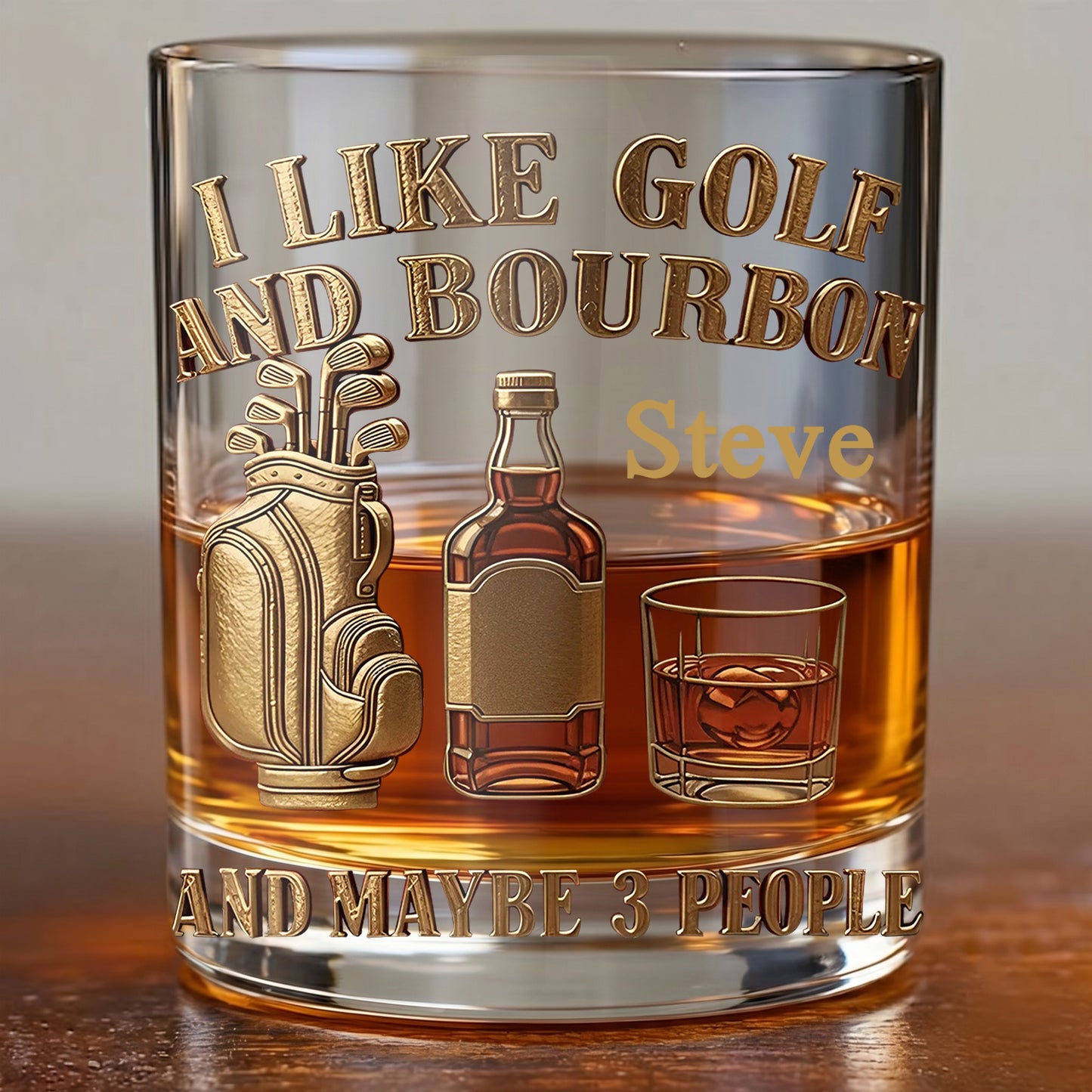 Personalized Golf & Bourbon Whiskey Glass - Custom Sports Lover Gift