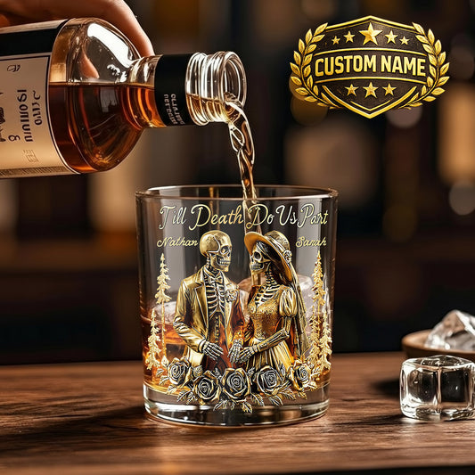 Personalized Couple Whiskey Glass - Till Death Do Us Part Gift