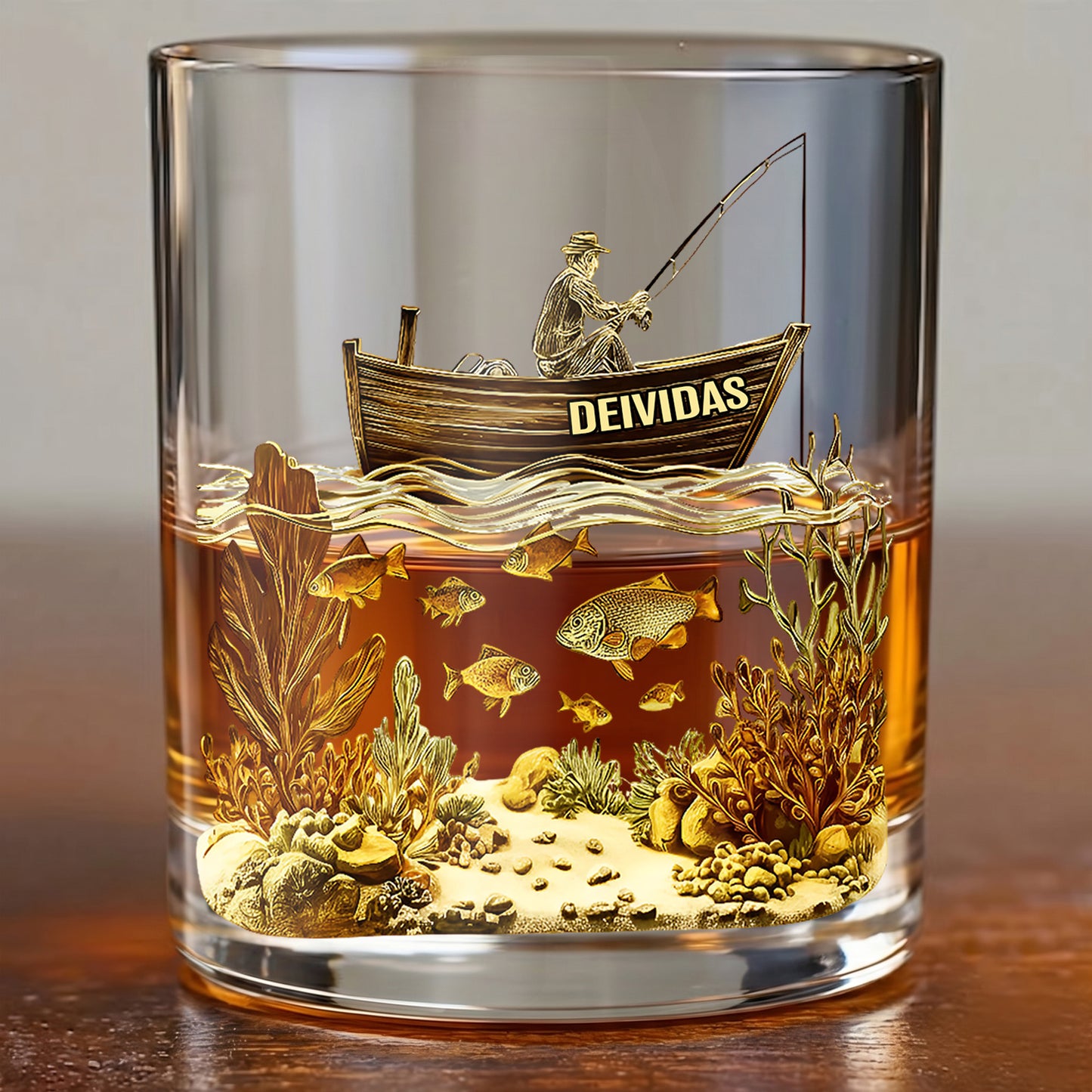 Personalized Fishing Whiskey Glass - Custom Fisherman Gift