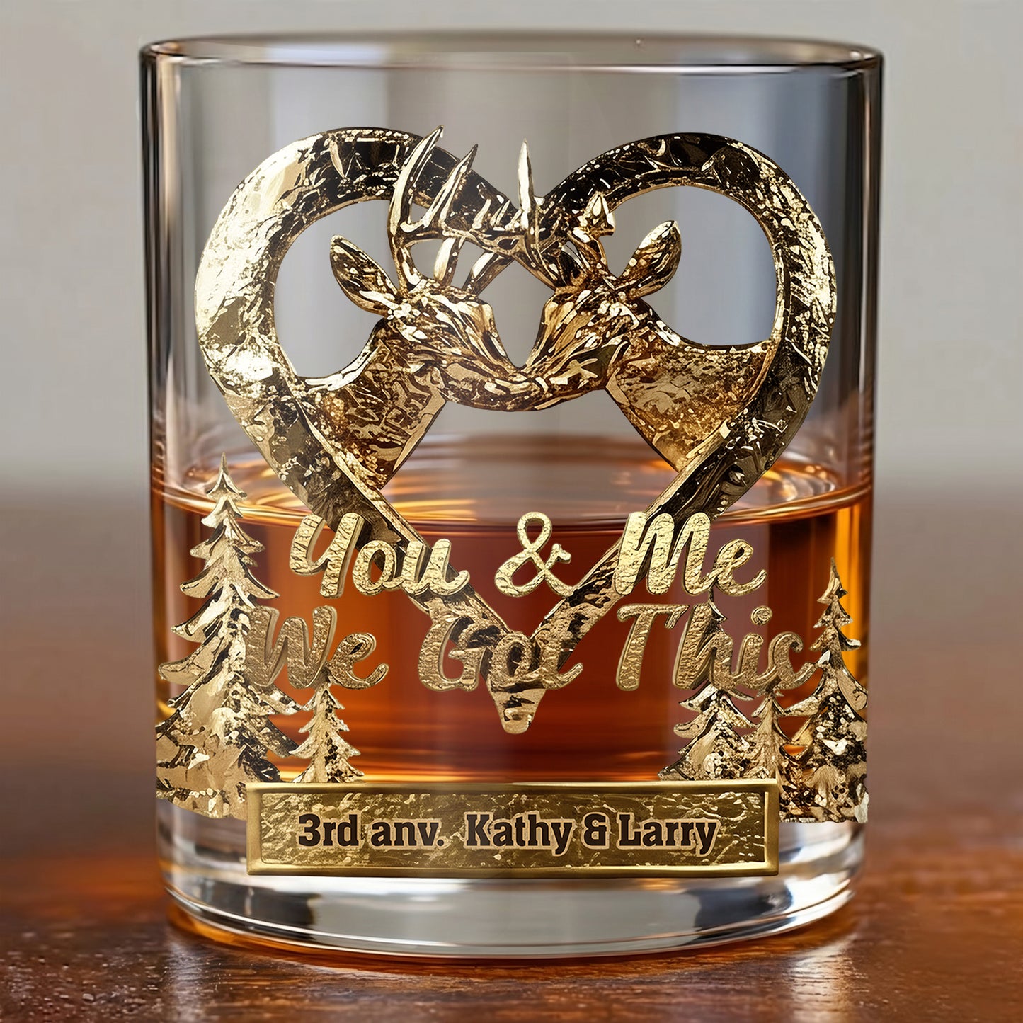 Personalized Hunting Whiskey Glass - Custom Couple Anniversary Gift