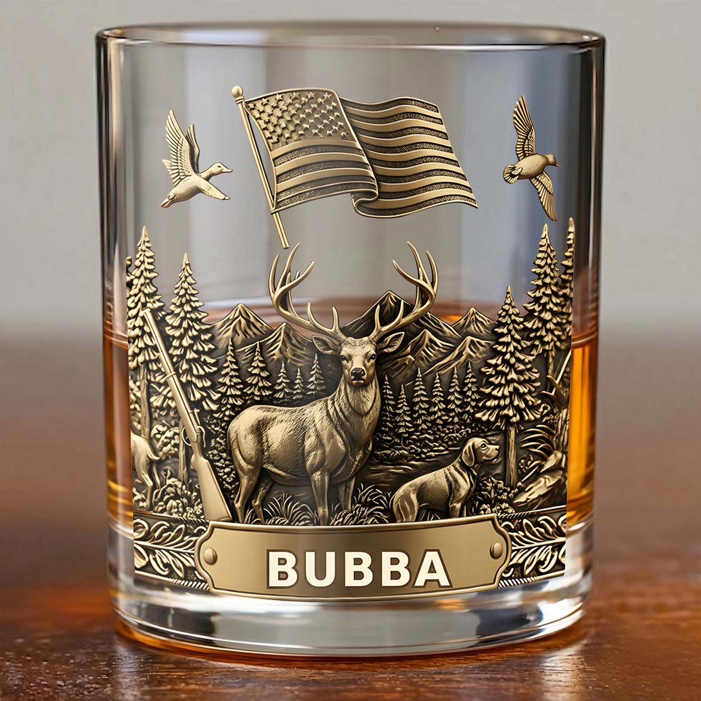Personalized Hunting Whiskey Glass - Custom Hunter Gift
