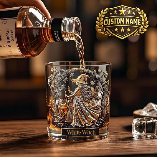 Personalized Witch Whiskey Glass - Custom Halloween Barware Gift