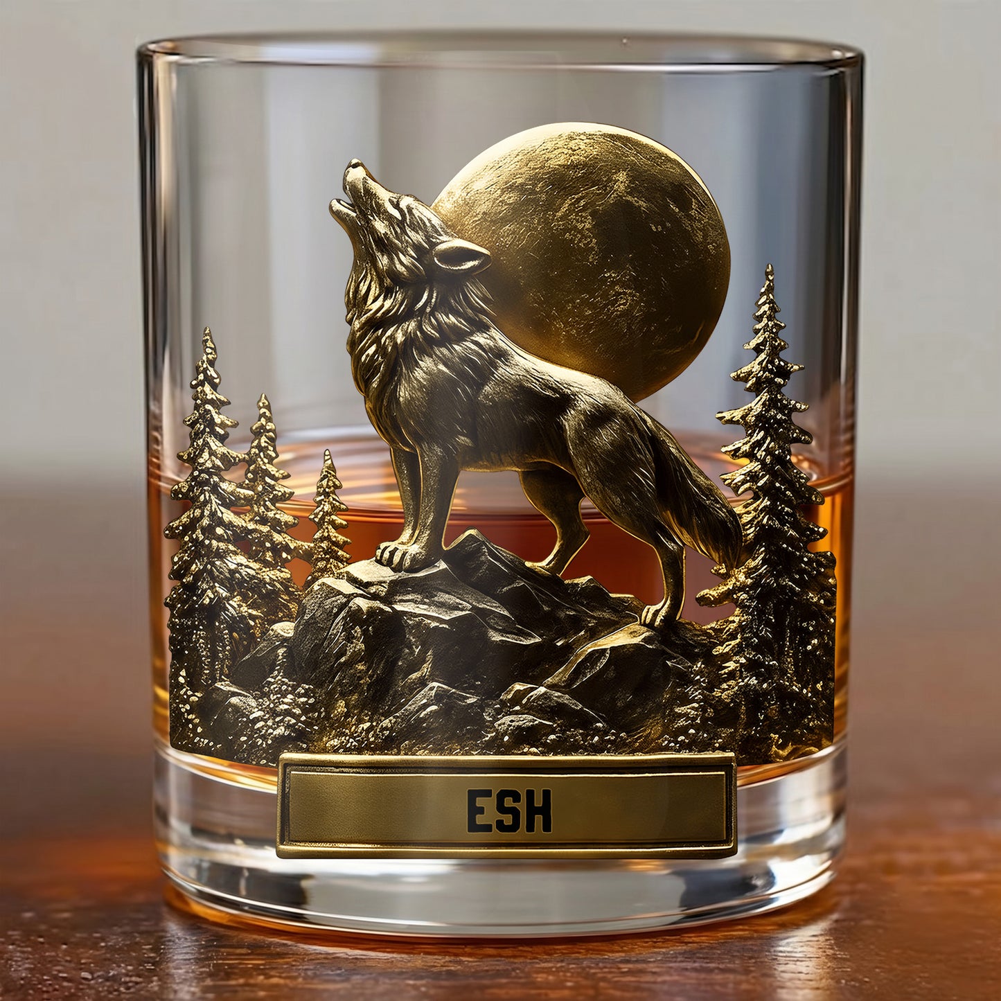 Personalized Wolf Whiskey Glass - Custom Wilderness Lover Gift