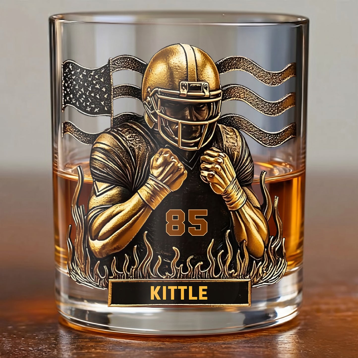 Personalized Football Whiskey Glass - Custom Sports Fan Gift