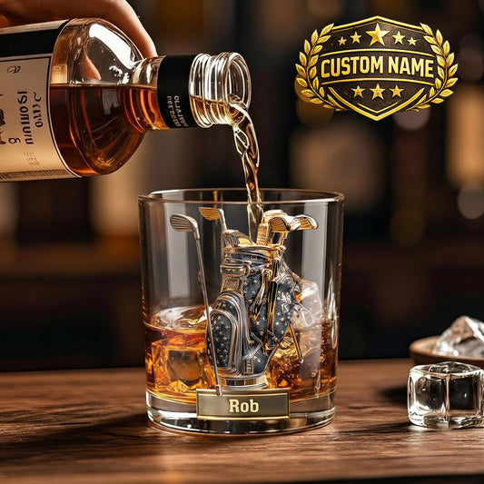 Personalized Golf Whiskey Glass - Custom Golf Lover Gift