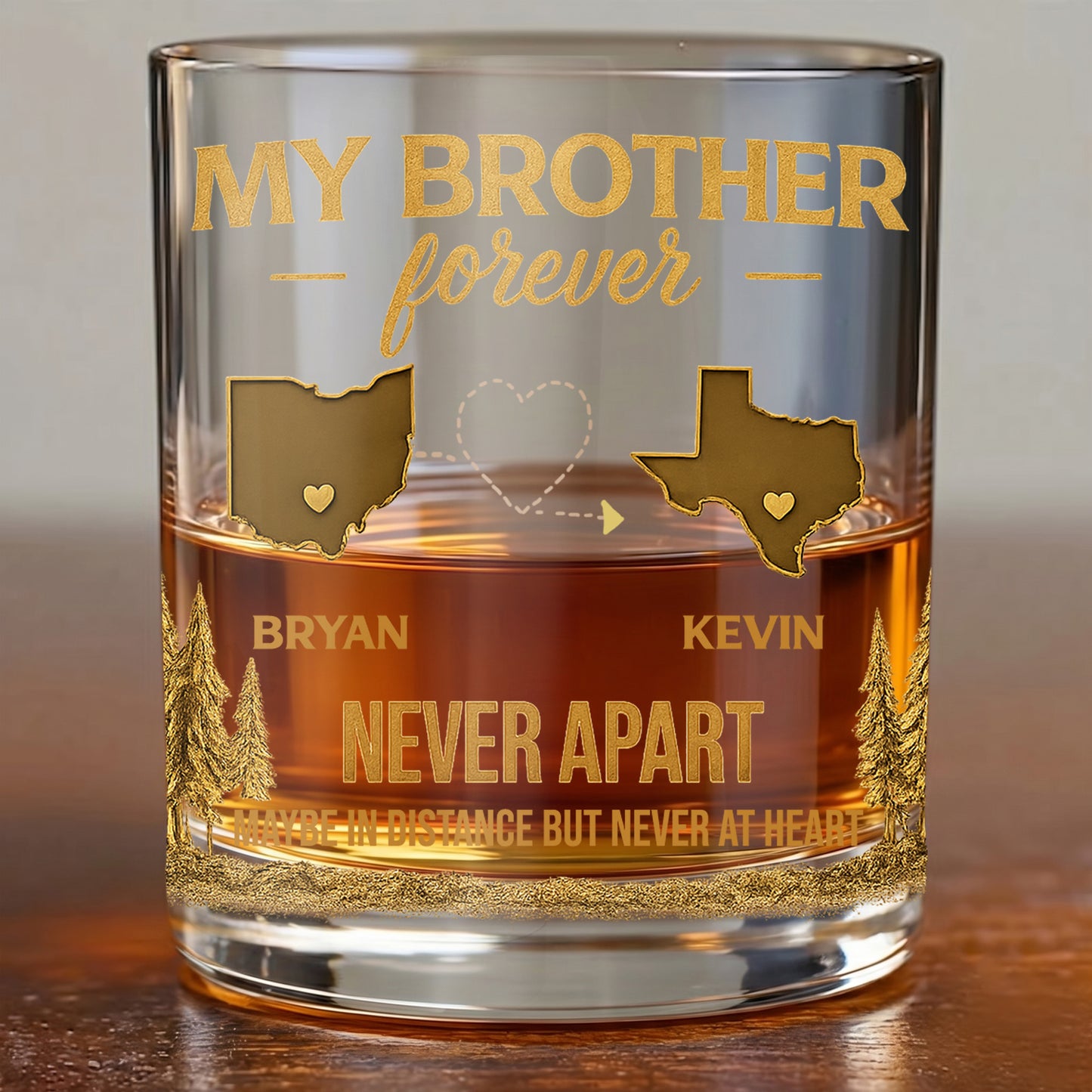Personalized Long Distance Whiskey Glass - Custom Brother Gift