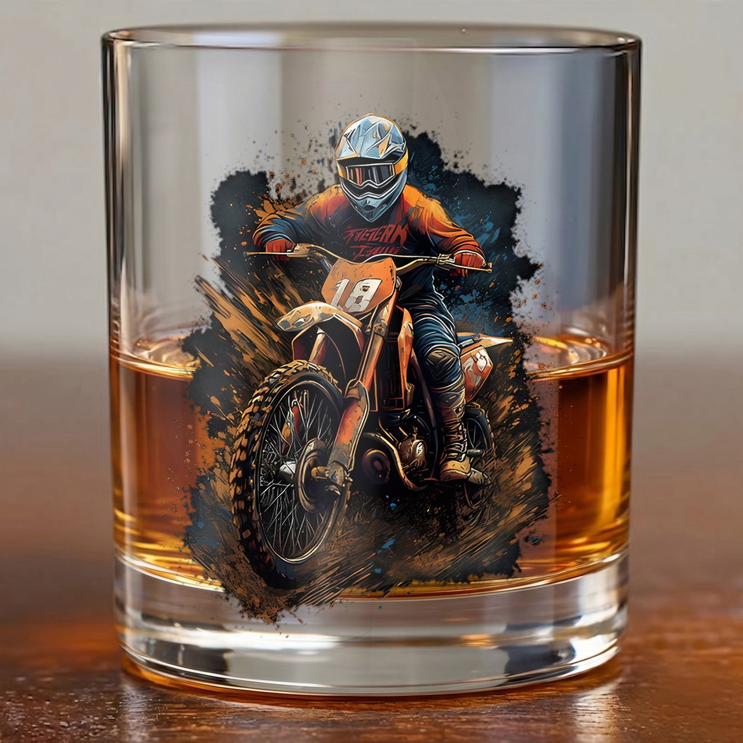 Personalized Motocross Whiskey Glass - Custom Dirt Bike Gift