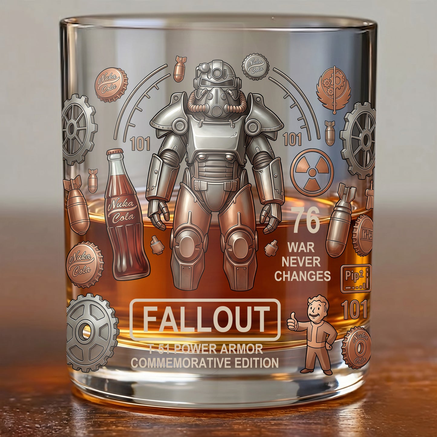 Personalized Fallout Whiskey Glass - Custom Gamer Gift