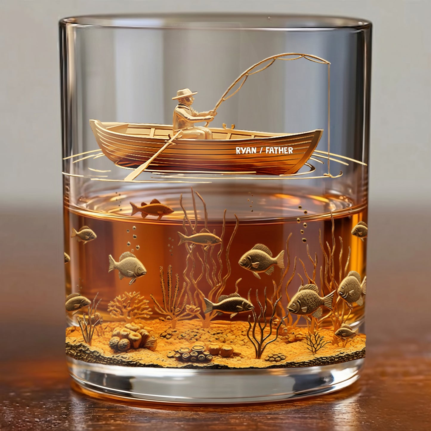 Personalized Fishing Whiskey Glass - Custom Fisherman Gift