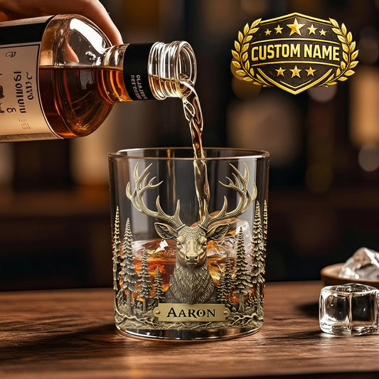 Personalized Deer Whiskey Glass - Custom Hunter & Wildlife Gift
