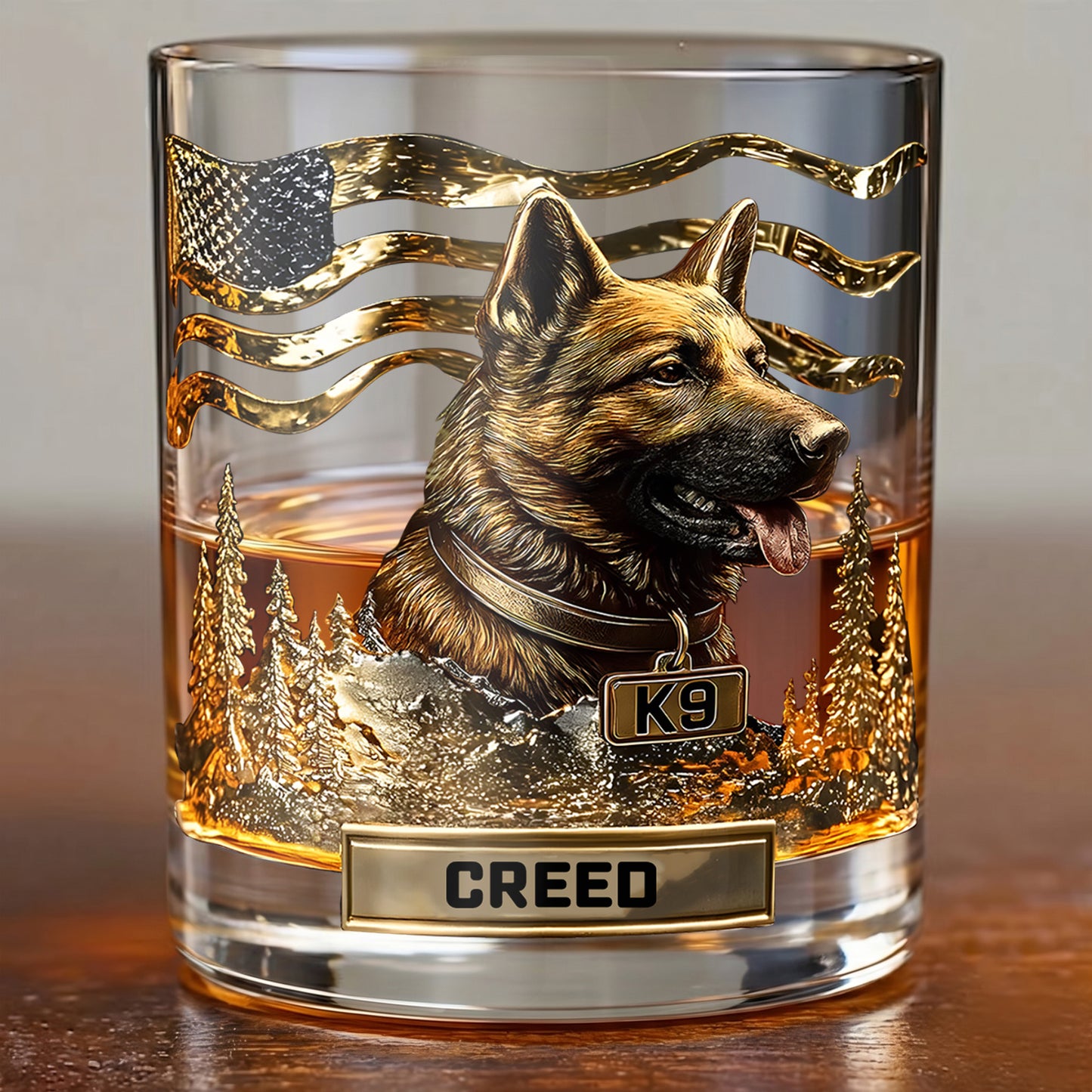 Personalized German Shepherd Whiskey Glass - Custom Dog Lover Gift