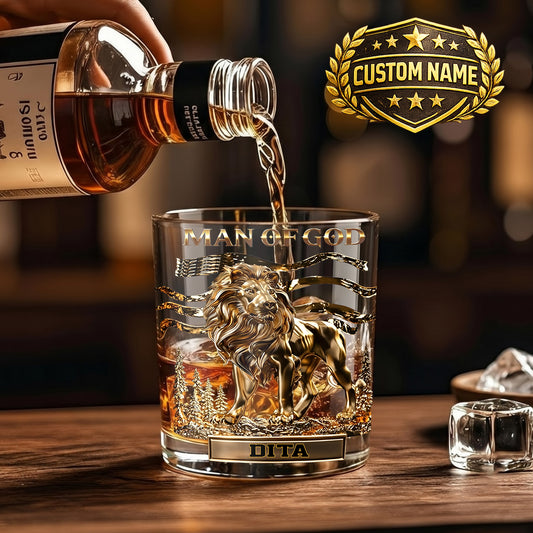 Personalized Man of God Whiskey Glass - Custom Christian Gift