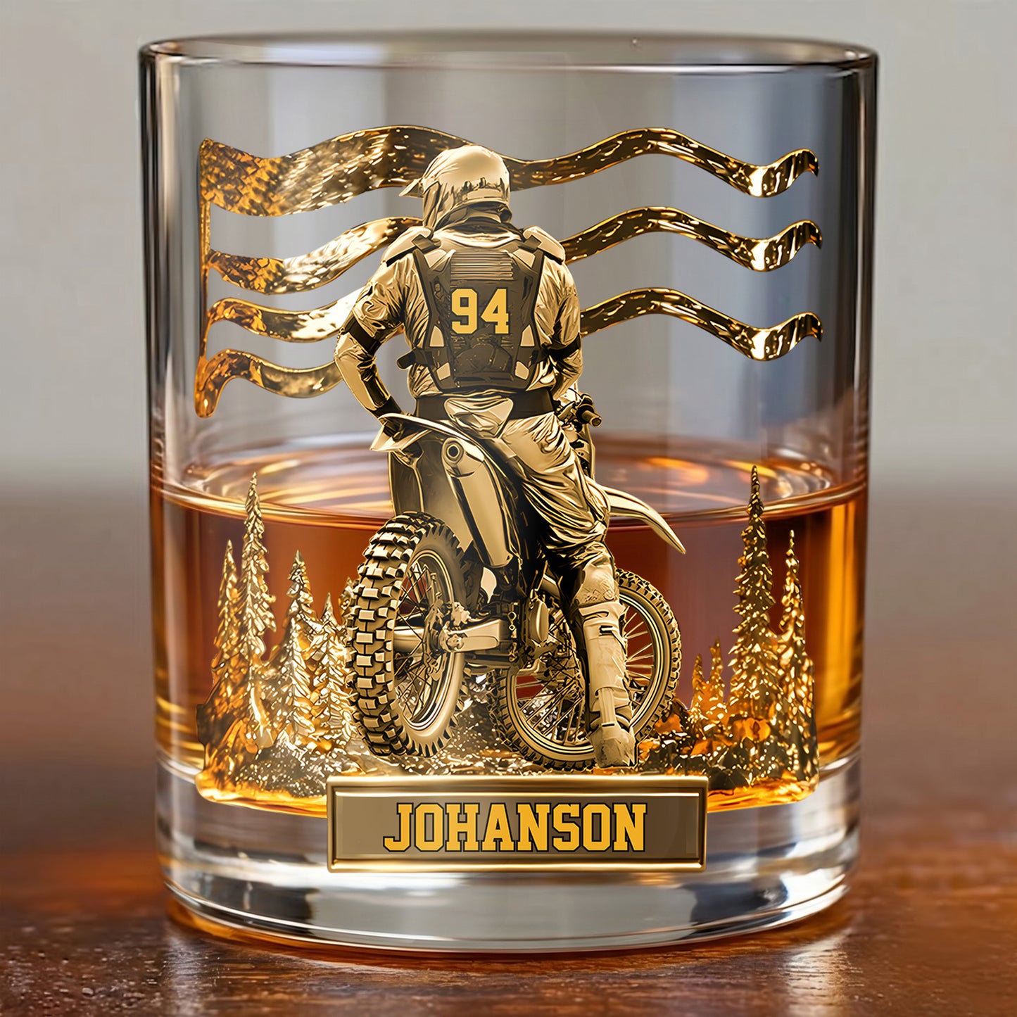 Personalized Motocross Whiskey Glass - Custom Dirt Bike Gift