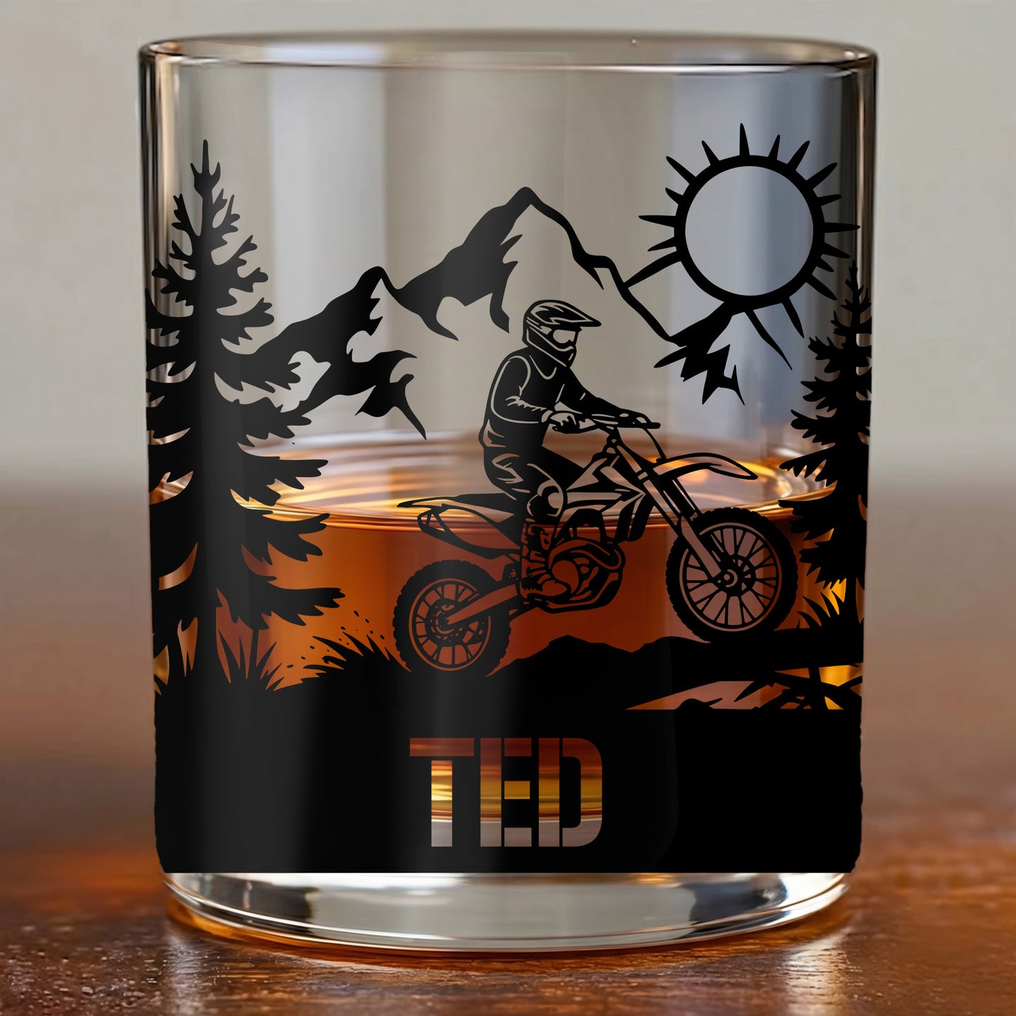 Personalized Motocross Whiskey Glass - Custom Dirt Bike Gift