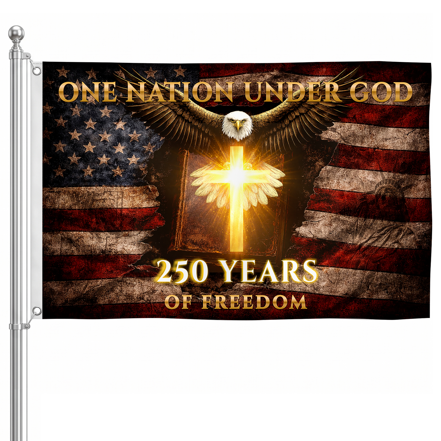 250 Years of Freedom Flag | Christian Cross & Eagle Patriotic Flags