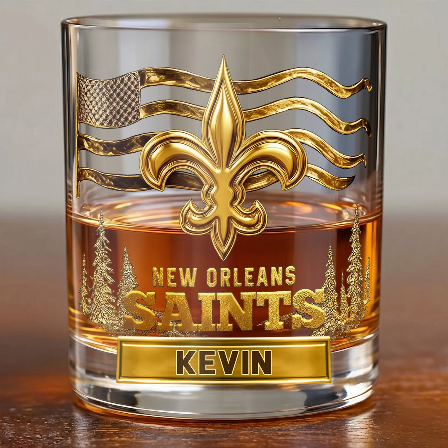 Personalized New Orleans Saints Whiskey Glass - Custom Fan Gift