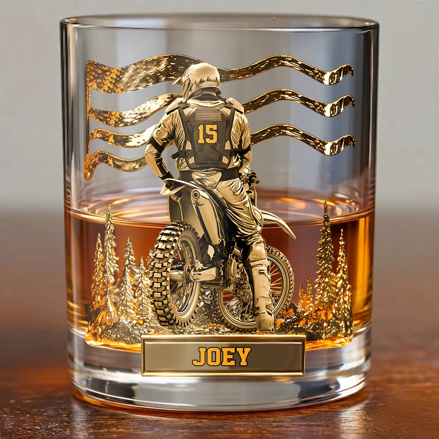 Personalized Motocross Whiskey Glass - Custom Dirt Bike Gift