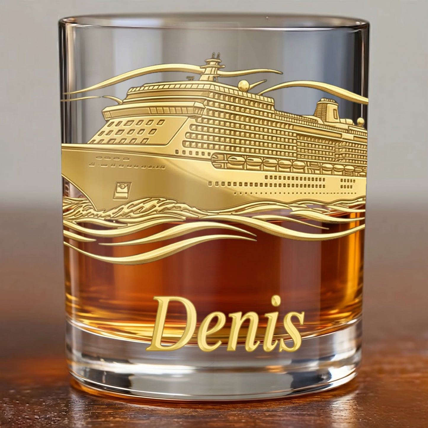 Personalized Cruise Ship Whiskey Glass - Custom Travel Gift