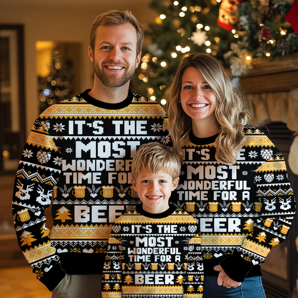 It's The Most Wonderful Time For A Beer" Funny Ugly Christmas Sweater