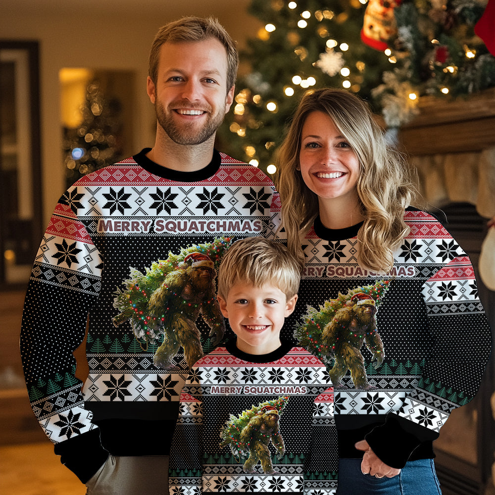 Merry Squatchmas Bigfoot Christmas Tree Ugly Sweater