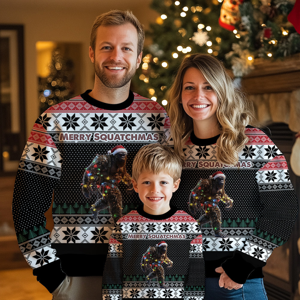 Merry Squatchmas Cool Bigfoot Ugly Christmas Sweater