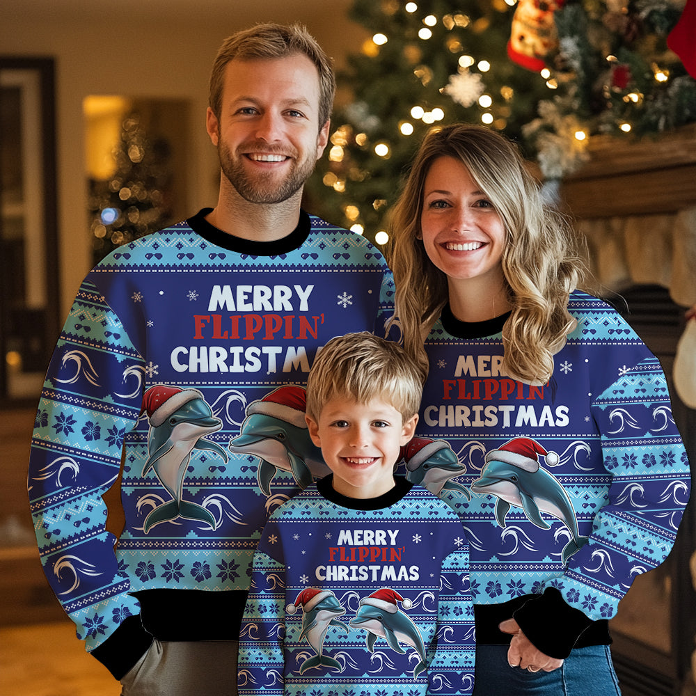 Merry Flippin' Christmas Dolphin Ugly Christmas Sweater