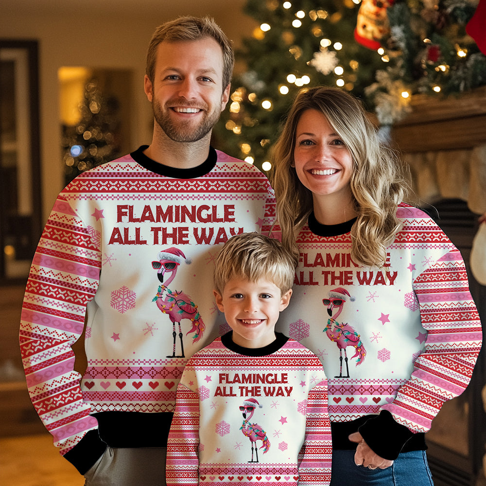 Flamingle All The Way Christmas Flamingo Ugly Sweater