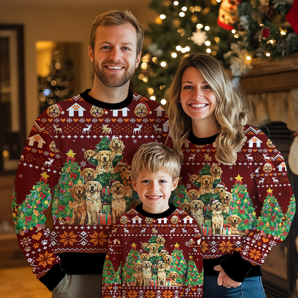 Golden Retriever Family Ugly Christmas Sweater