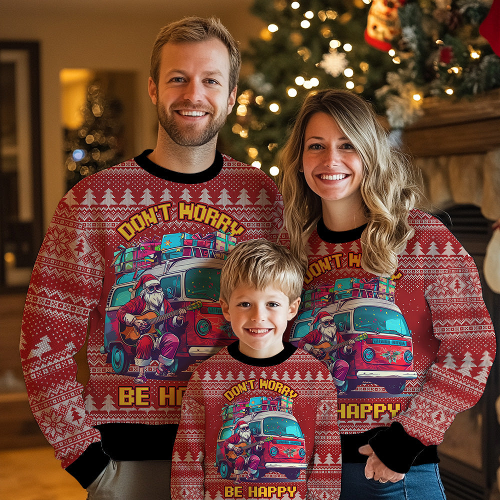 Don't Worry Be Happy Hippie Ugly Christmas Sweater