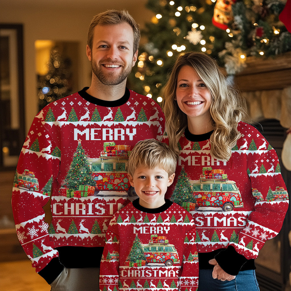 Vintage Hippie Van Ugly Christmas Sweater