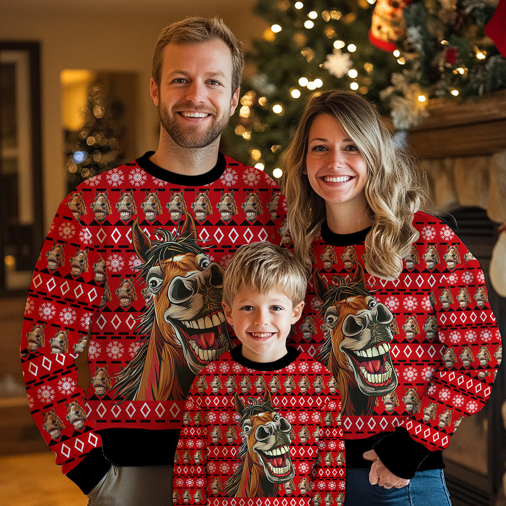 Crazy Laughing Horse Ugly Christmas Sweater
