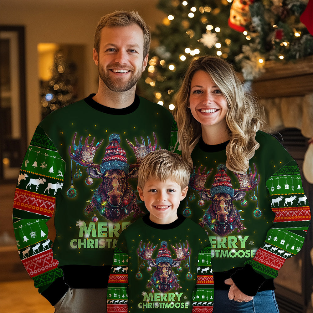 Funny Merry Christmoose Moose Ugly Christmas Sweater