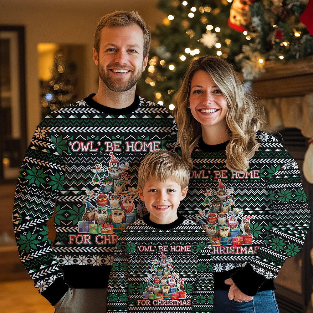 'Owl' Be Home For Christmas Tree Ugly Christmas Sweater