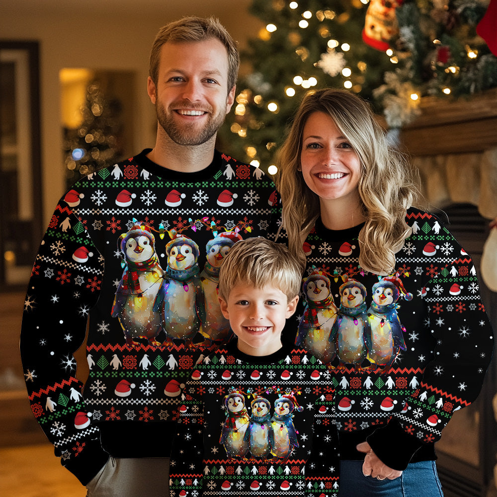 Festive Penguins Ugly Christmas Sweater