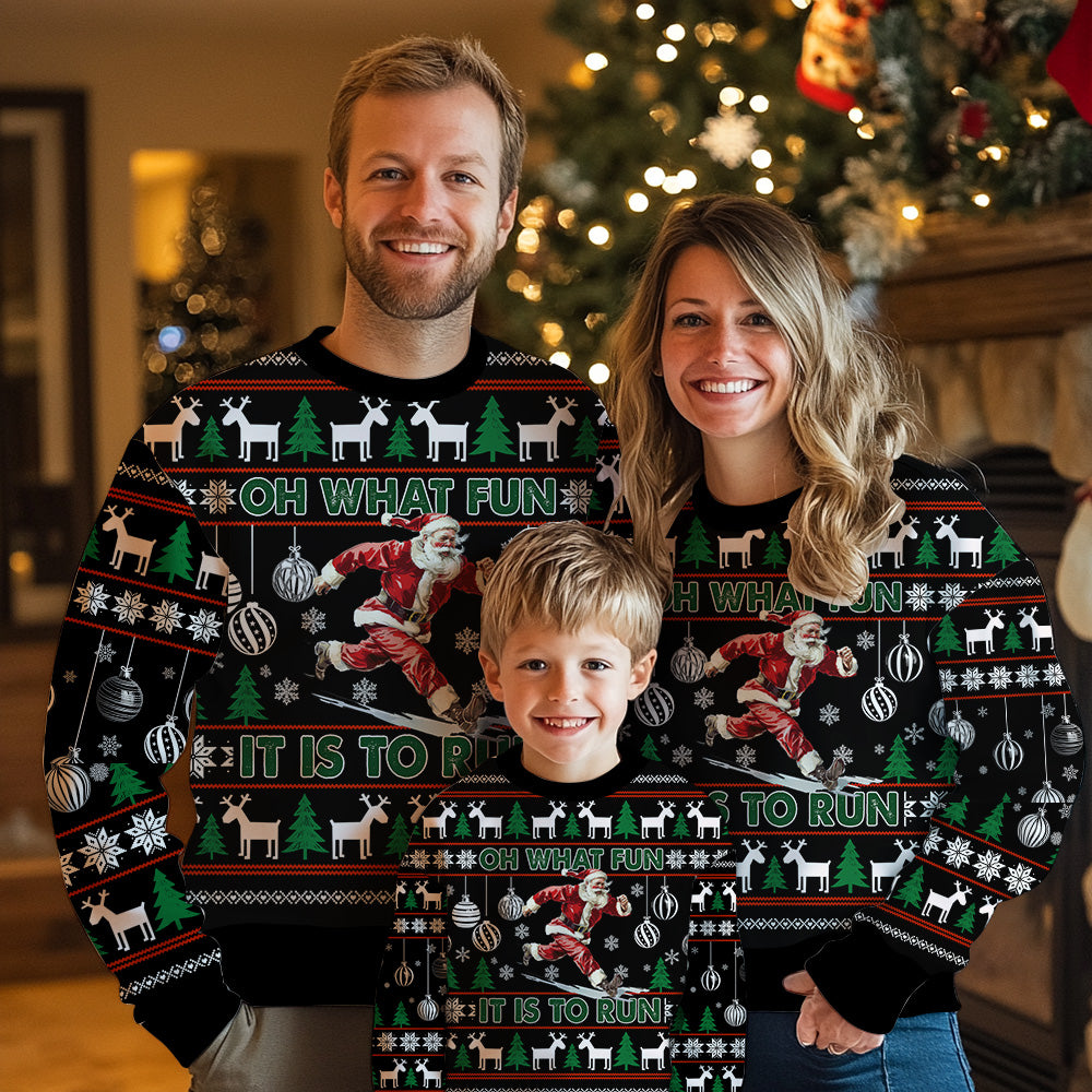 Santa Running Ugly Christmas Sweater