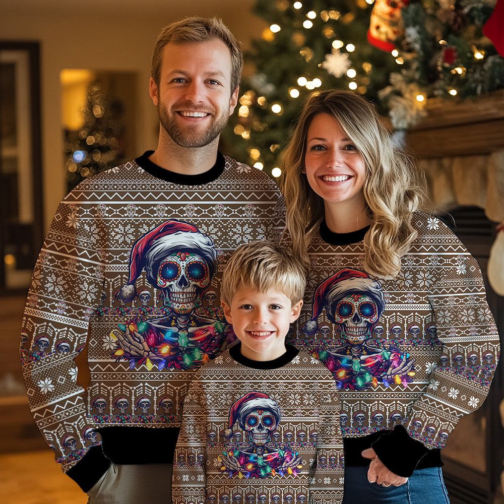 Festive Sugar Skull Ugly Christmas Sweater