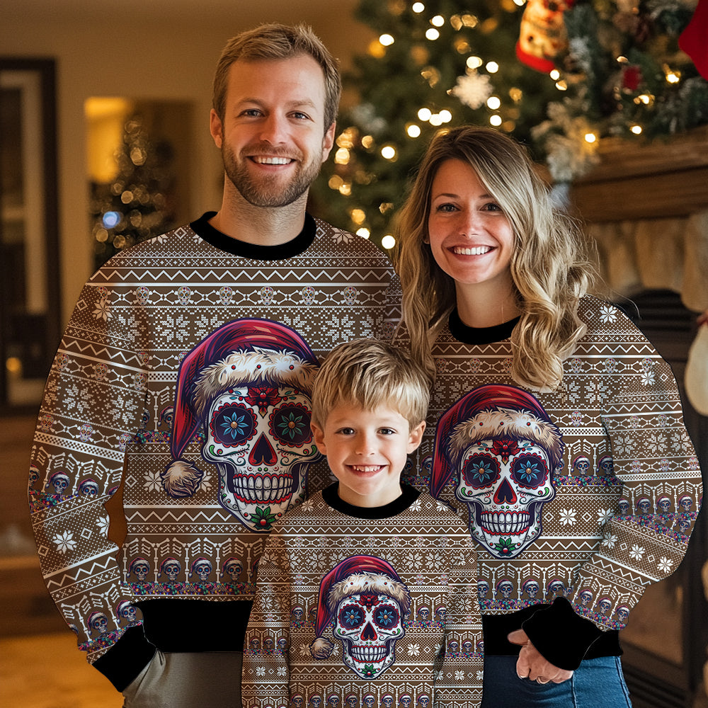 Santa Sugar Skull Ugly Christmas Sweater