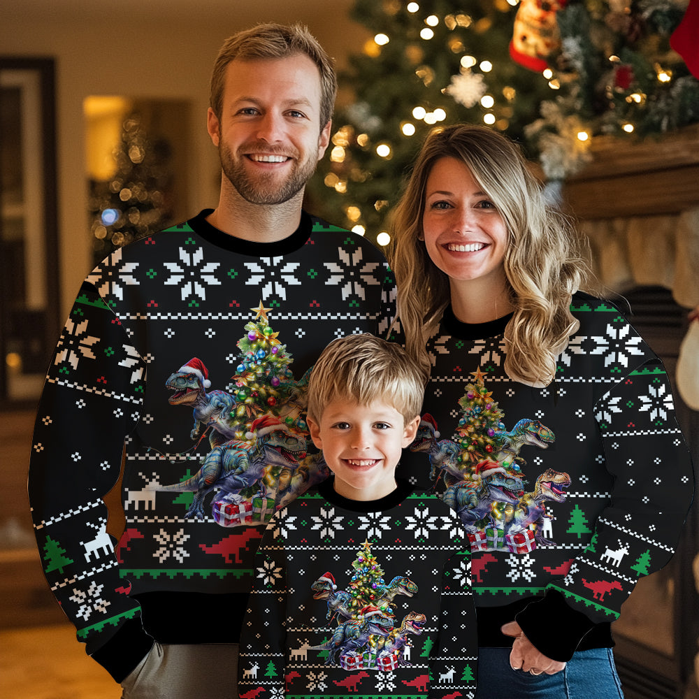 Festive T-Rex Ugly Christmas Sweater