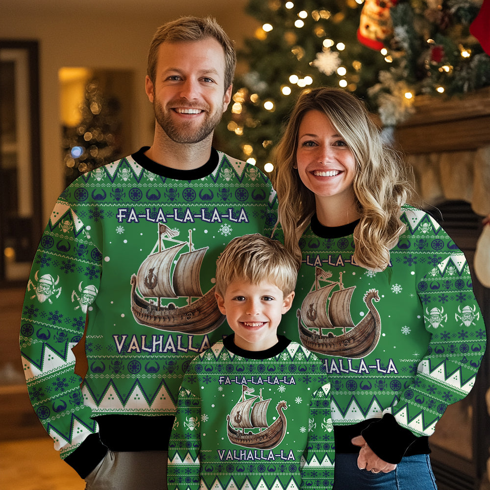 Fa-La-La-La-La Valhalla-La Viking Longship Ugly Christmas Sweater