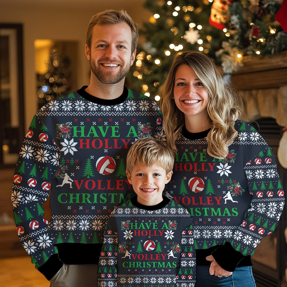 "Have A Holly Volley Christmas" Volleyball Ugly Christmas Sweater