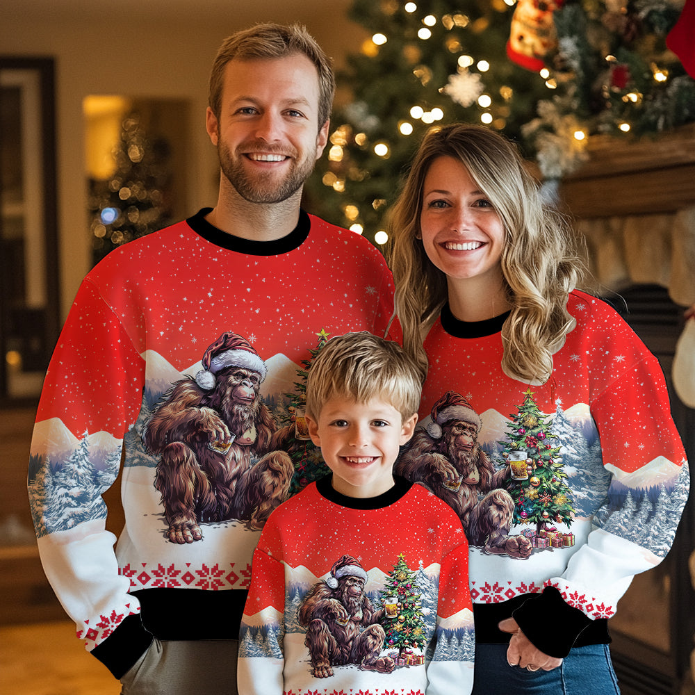 Bigfoot Whiskey Christmas Tree Ugly Christmas Sweater