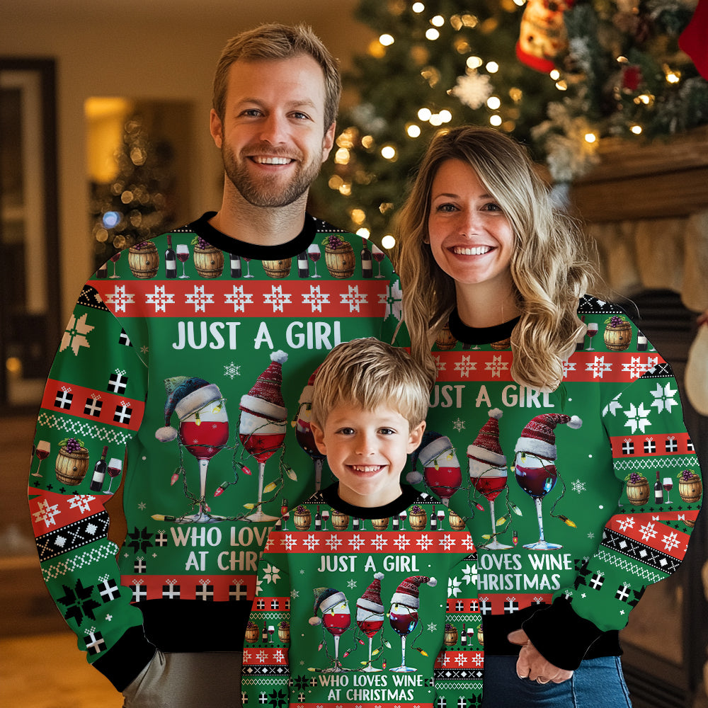Just A Girl Who Loves Wine At Christmas Ugly Christmas Sweater