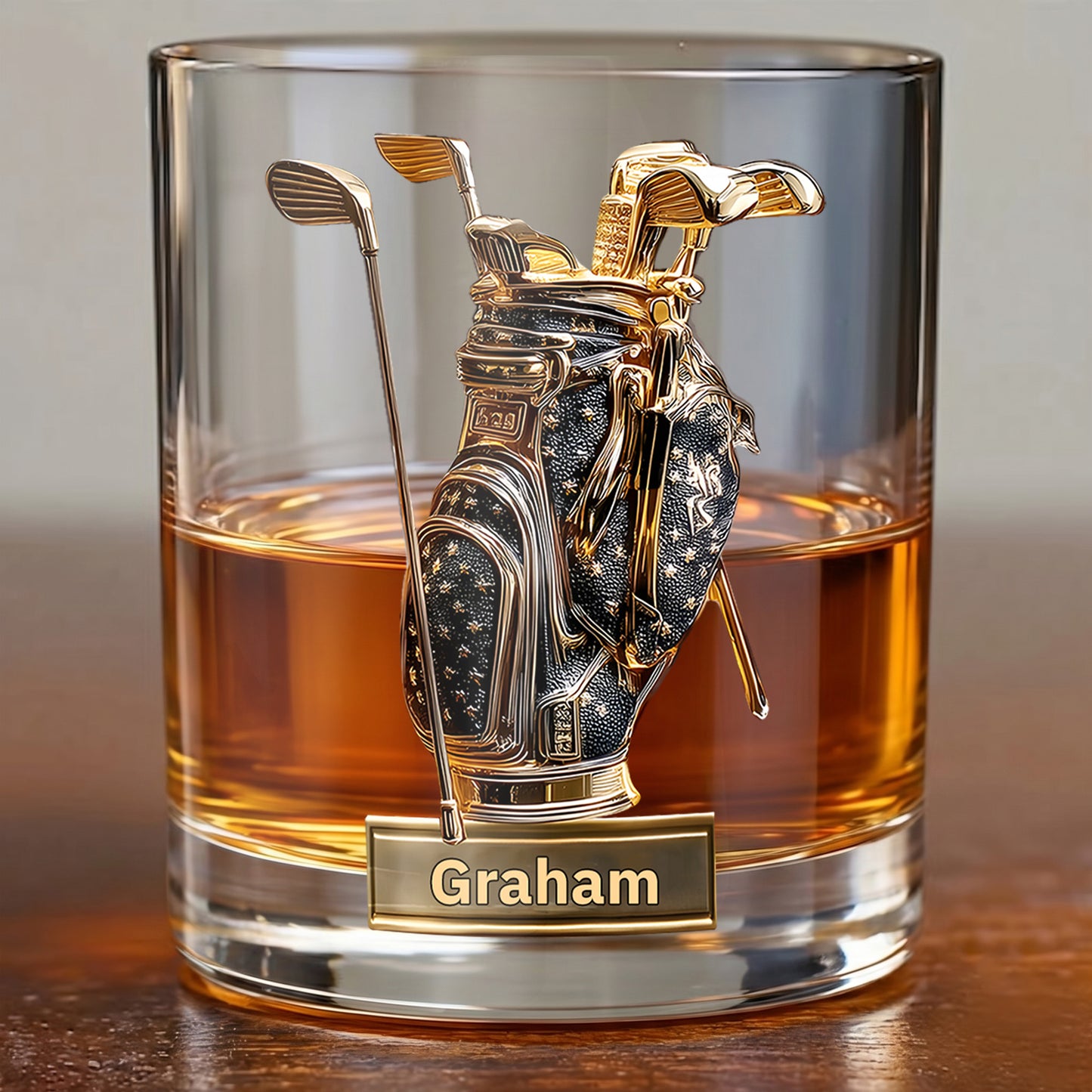 Personalized Golf Bag Whiskey Glass - Custom Name Golfer Gift