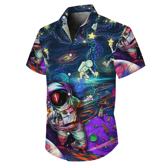 Cosmic Astronaut Galaxy Hawaiian Shirt for Men & Women Space Aloha