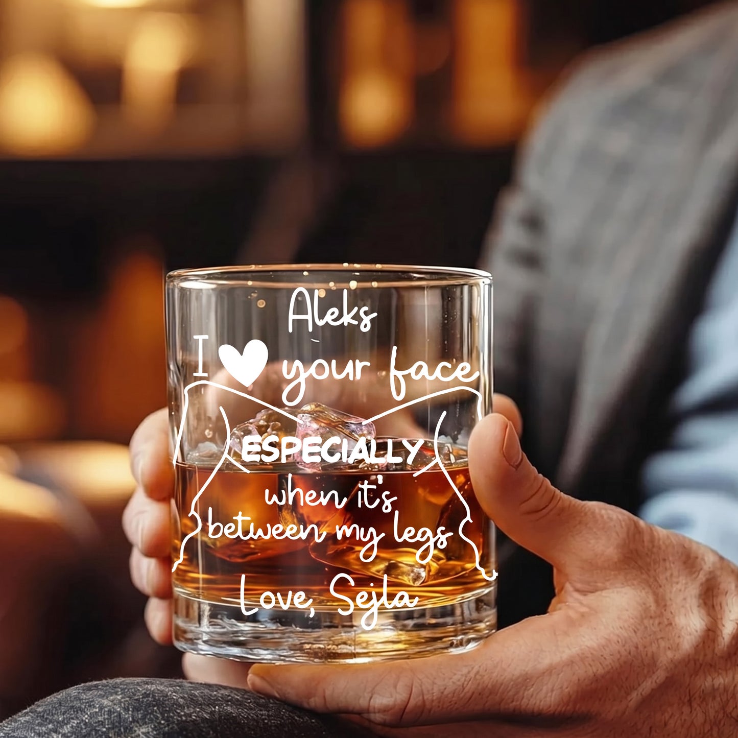 Personalized Naughty Adult Humor Whiskey Glass - Funny Gift For Him