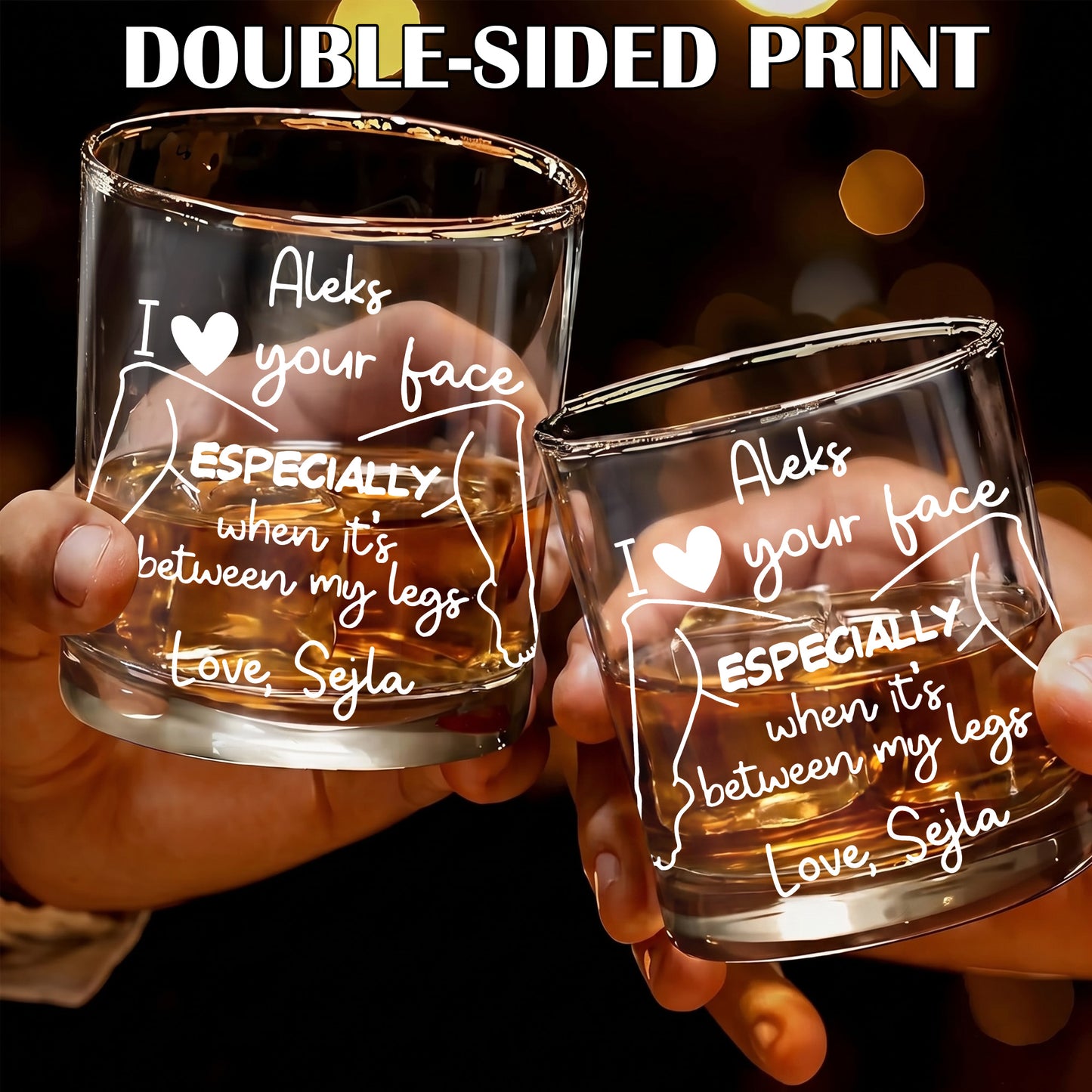 Personalized Naughty Adult Humor Whiskey Glass - Funny Gift For Him