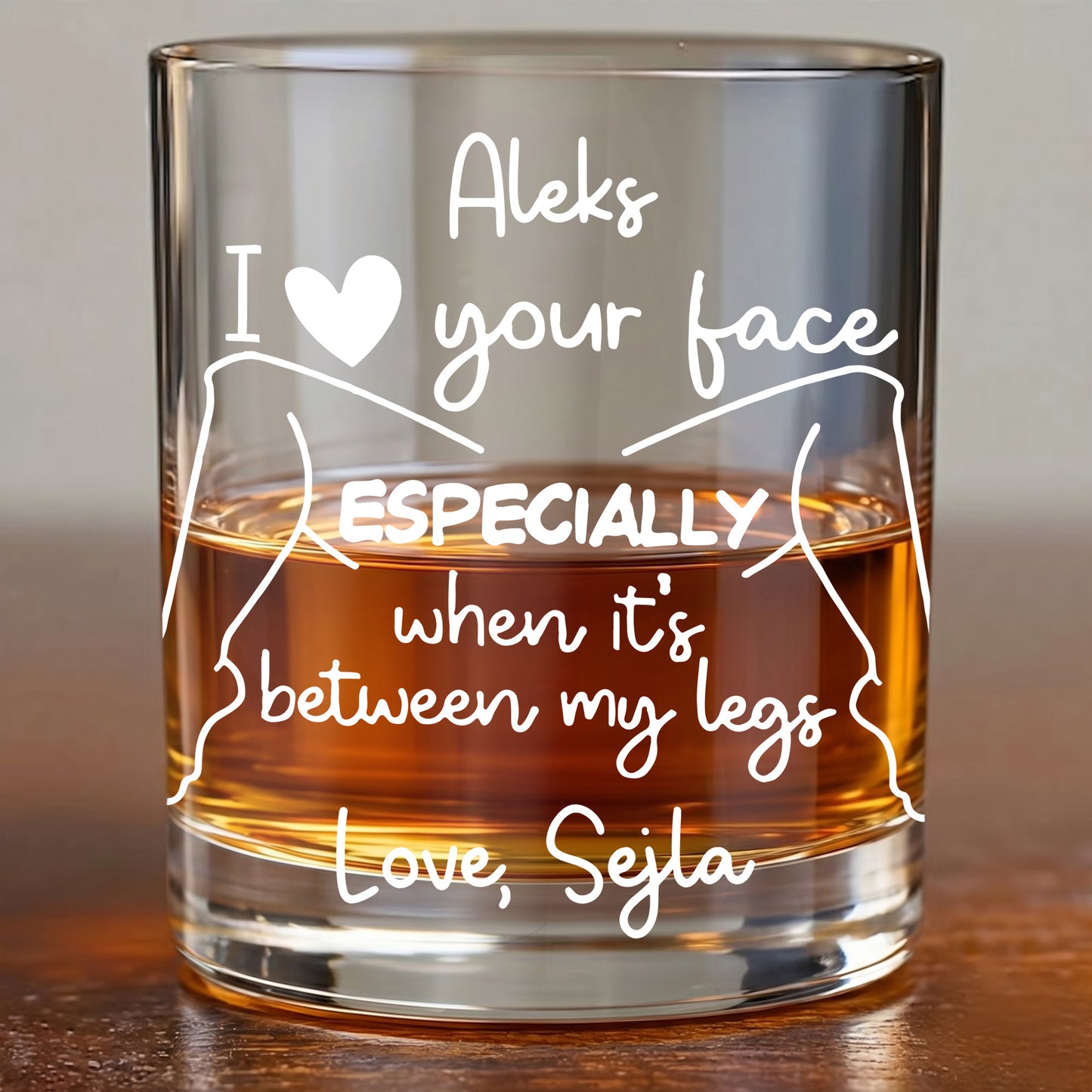 Personalized Naughty Adult Humor Whiskey Glass - Funny Gift For Him