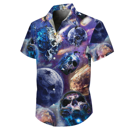 Cosmic Galaxy Skull Hawaiian Shirt for Men & Women Space Aloha